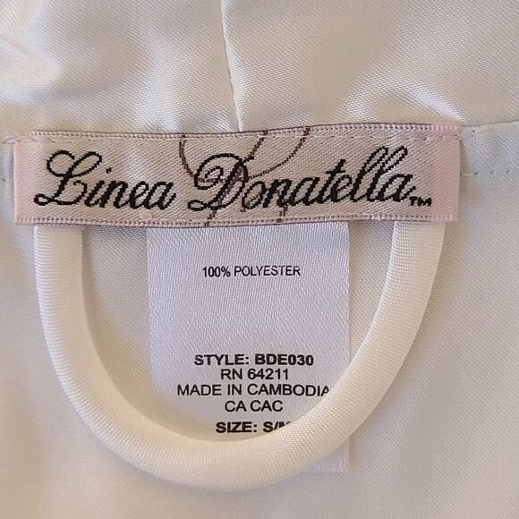Linea Donatella Women's Satin Robe Embroidered "The Bride" Belted White S/M - Picture 4 of 14